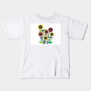 Sunflower Spirals: a handmade spirograph collage print Kids T-Shirt